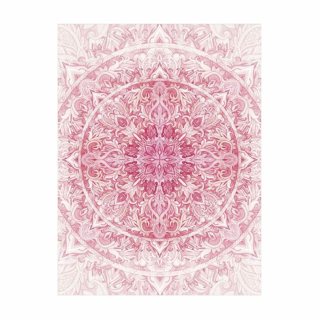 Tappeti bagno grandi Mandala - Acquerelli Sole Ornamento Rosa Chiaro