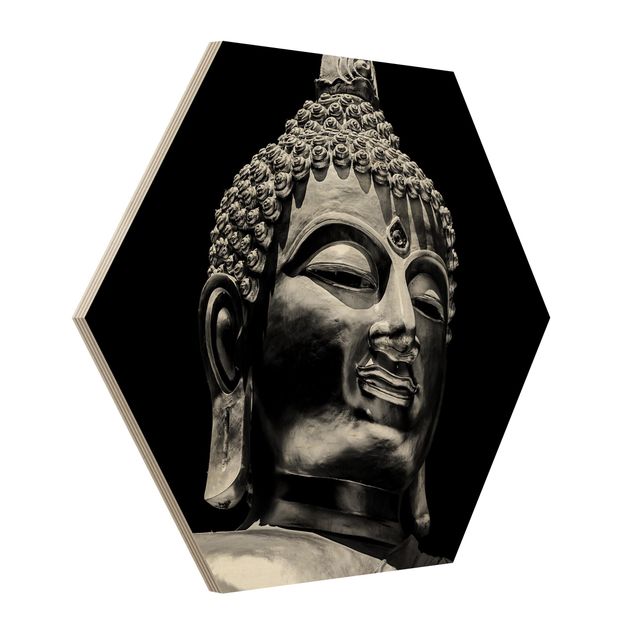 Esagono in legno - Buddha Statue Viso