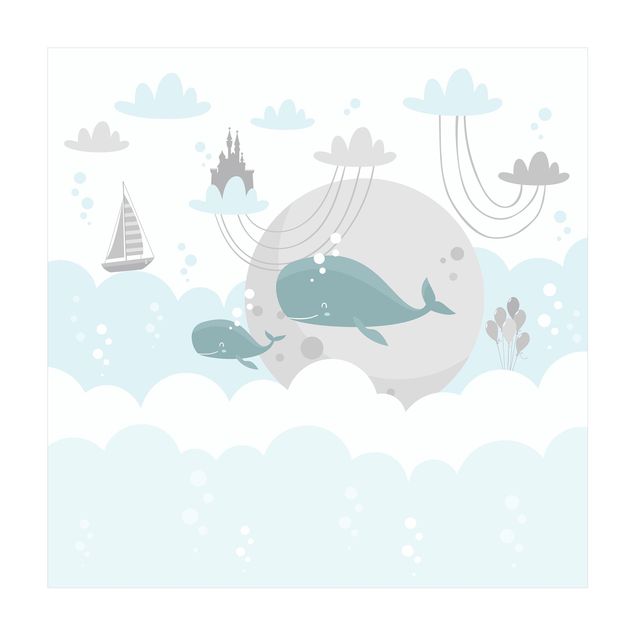 Tappeti in vinile grandi dimensioni Nuvole con balena e castello