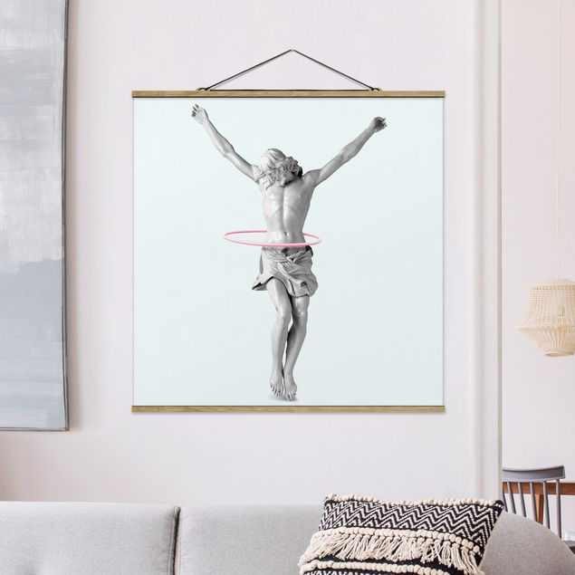Foto su tessuto da parete con bastone - Gesù Con Hula Hoops - Quadrato 1:1