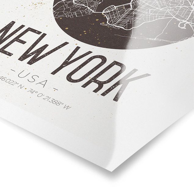 Poster - Mappa New York - Retro - Verticale 4:3