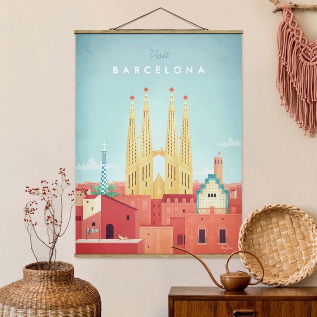Foto su tessuto da parete con bastone - Poster viaggio - Barcellona - Verticale 4:3