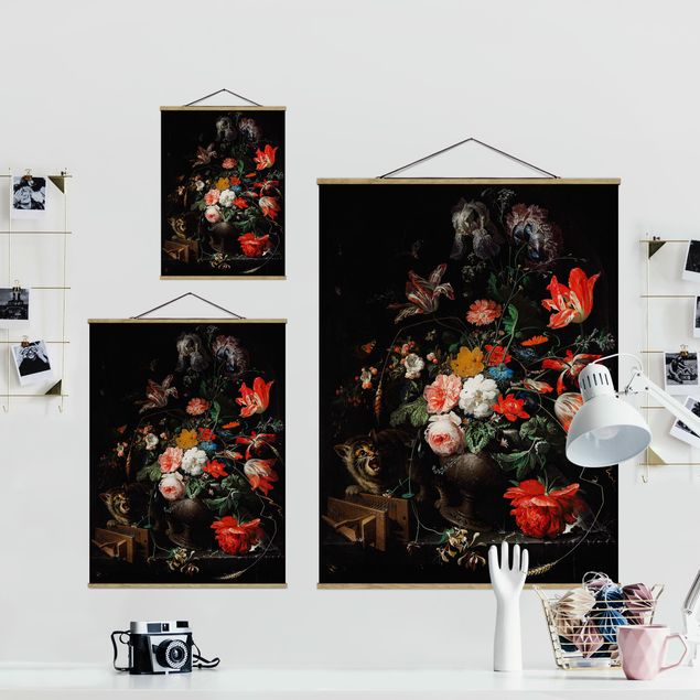 Foto su tessuto da parete con bastone - Abraham Mignon - Il Bouquet Overturned - Verticale 4:3