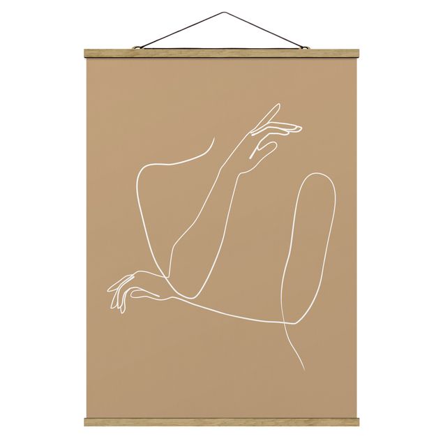 Foto su tessuto da parete con bastone - Linea Mani Arte Donna Beige - Verticale 4:3
