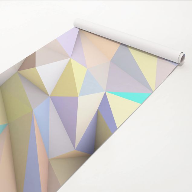 Carta Adesiva per Mobili - Triangoli geometrici 3D in pastello