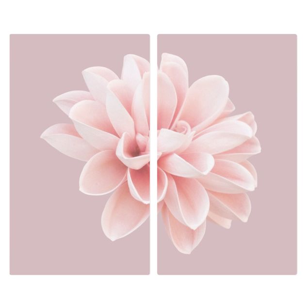 Coprifornelli in vetro - Dalia in lavanda rosa e bianca - 52x60cm