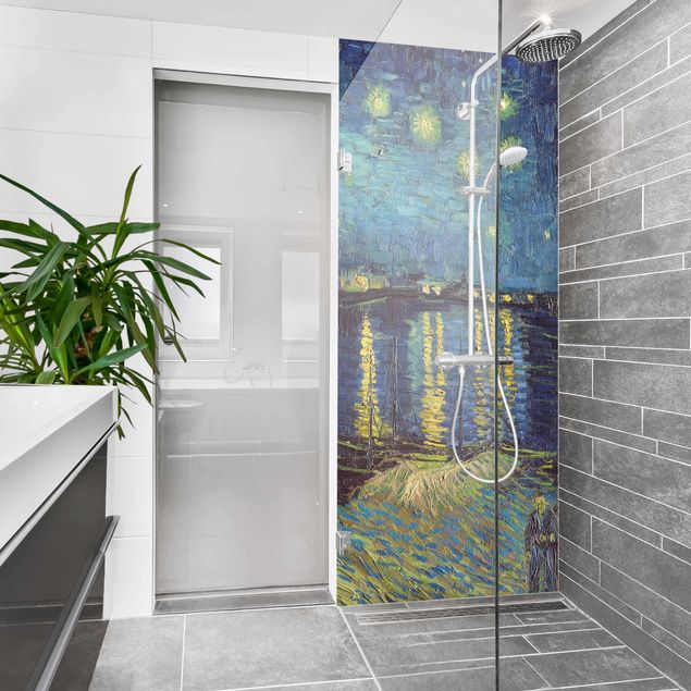 Rivestimenti per doccia blu Vincent Van Gogh - Notte stellata sul Rodano