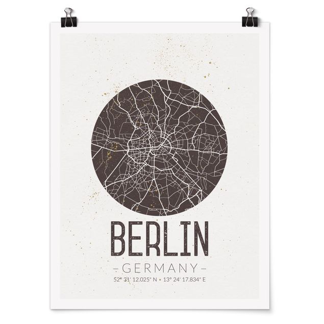 Poster - Mappa Berlino - Retro - Verticale 4:3