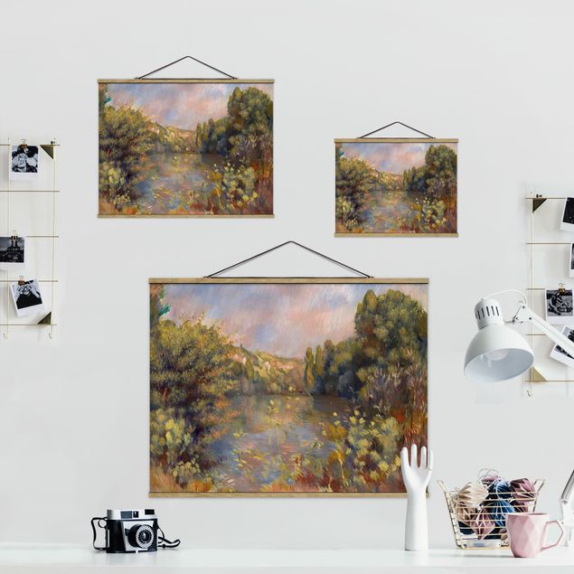 Foto su tessuto da parete con bastone - Auguste Renoir - paesaggio con lago - Orizzontale 3:4