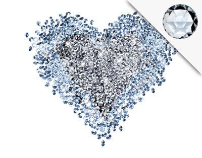 Adesivo murale no.421 Diamond Heart + 15 CRYSTALLIZED? Swarovski-Stones Set