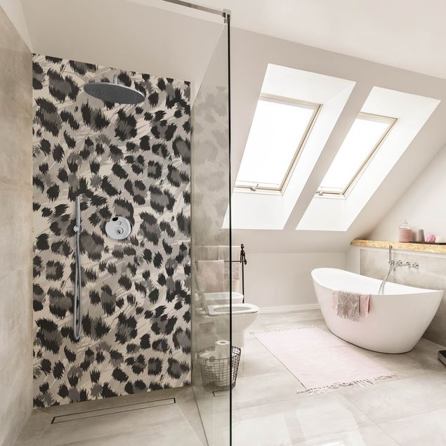 Rivestimenti per doccia disegni Motivo leopardato con struttura in acquerello grigio