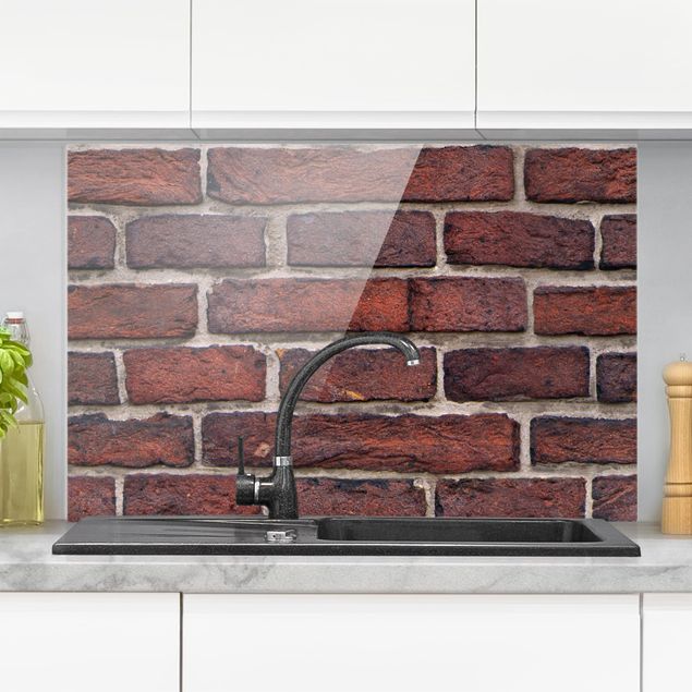 paraschizzi in vetro magnetico Brick Wall Red