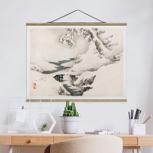Foto su tessuto da parete con bastone - Asian Vintage Paesaggio invernale Disegno - Orizzontale 3:4