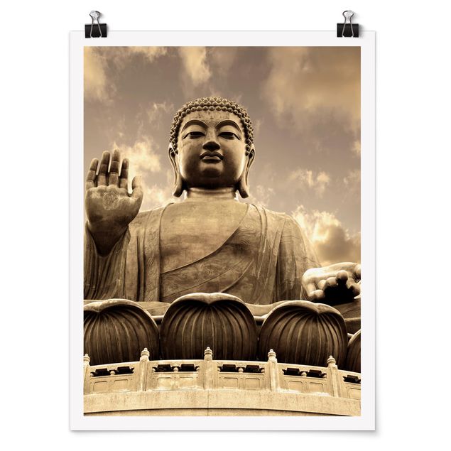 Poster - Big Buddha Seppia - Verticale 4:3