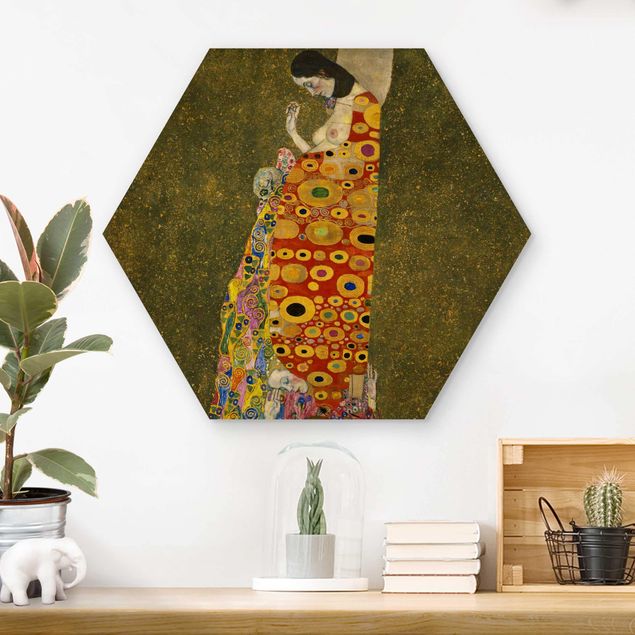 Esagono in legno - Gustav Klimt - Speranza II