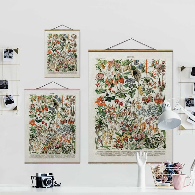Foto su tessuto da parete con bastone - Vintage Consiglio Flowers III - Verticale 4:3