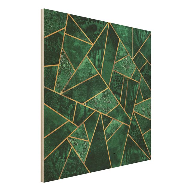 Stampa su legno - Dark Emerald con oro - Quadrato 1:1