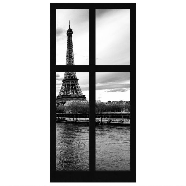 Tenda a pannello - Window Eiffel Tower Paris Sunrise 250x120cm