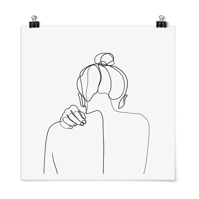 Poster - Line Art collo donna Bianco e nero - Quadrato 1:1