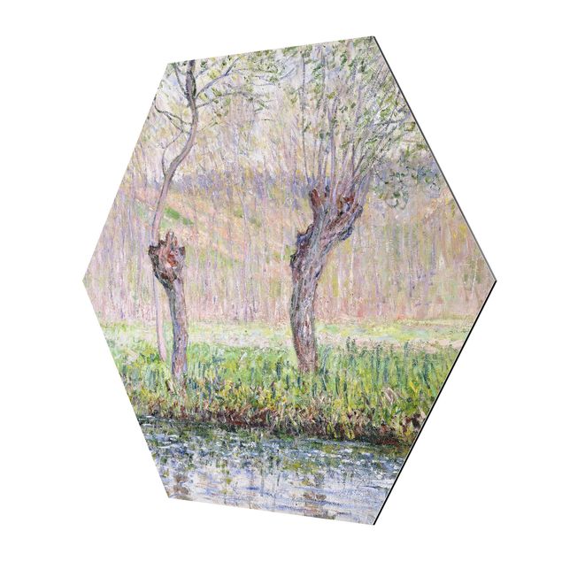 Esagono in Alluminio Dibond - Claude Monet - Primavera Willows