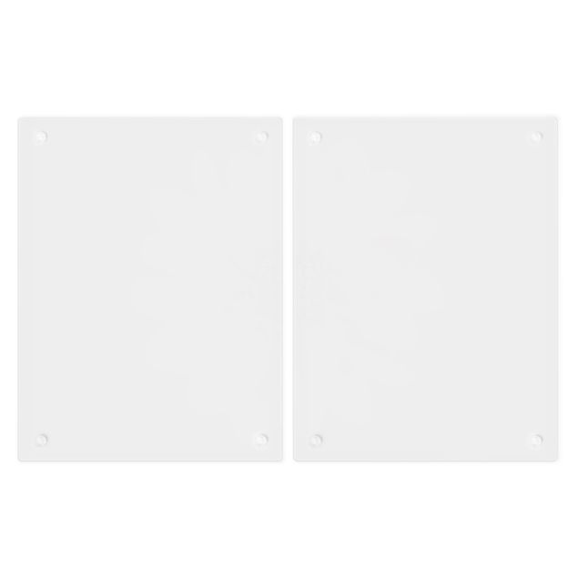 Coprifornelli in vetro - Dalia in pastello bianco e grigio talpa centrata - 52x80cm