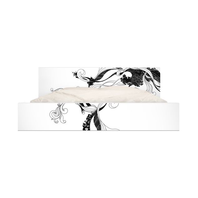Carta adesiva per mobili IKEA - Malm Letto basso 160x200cm Tendril in ink