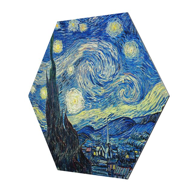 Esagono in Alluminio Dibond - Vincent Van Gogh - Notte stellata
