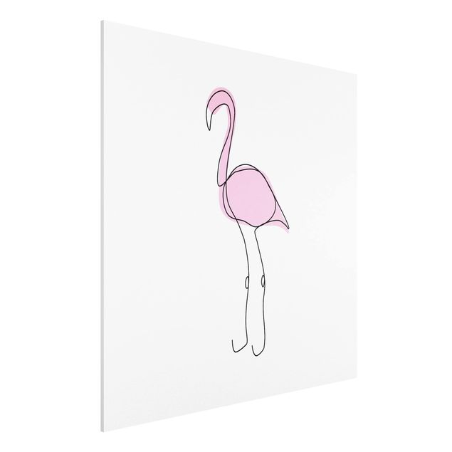 Stampa su Forex - Flamingo Line Art - Quadrato 1:1