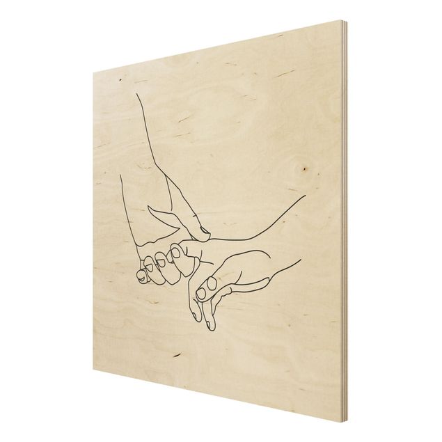 Stampa su legno - Tender Mani Line Art - Quadrato 1:1