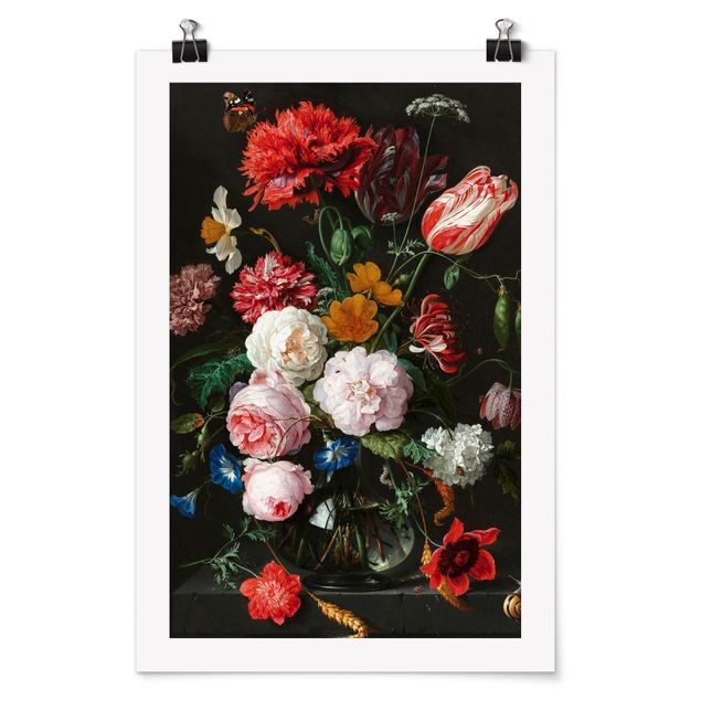 Poster - Jan Davidsz De Heem - Natura morta con fiori in un vaso di vetro - Verticale 3:2