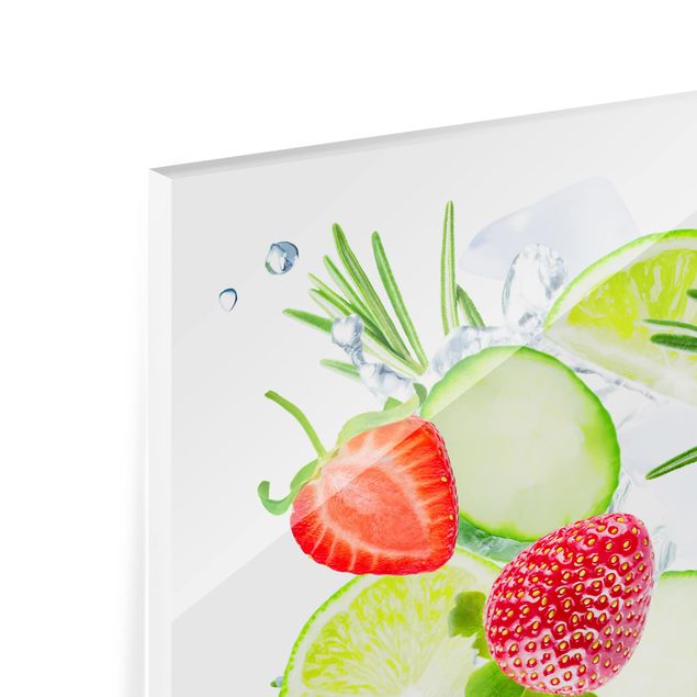 Paraschizzi in vetro - Strawberries Lime Ice Cubes Splash