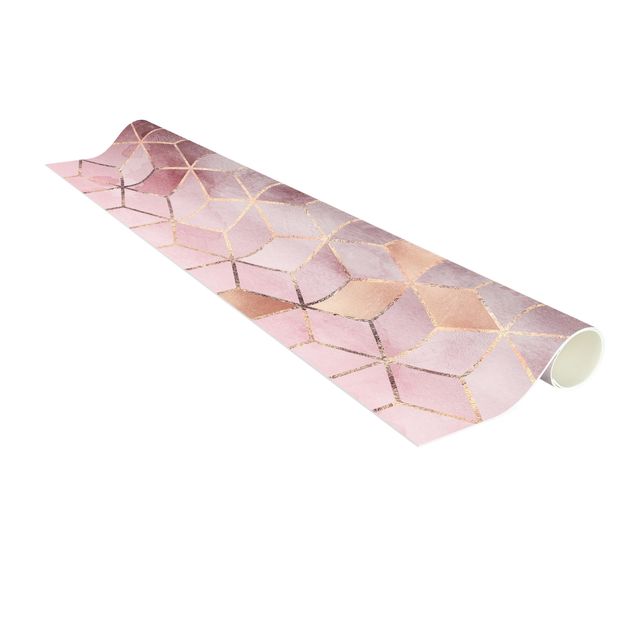 Tappeti in vinile - Elisabeth Fredriksson - Geometria dorata con rosa e grigio - Orizzontale 4:3