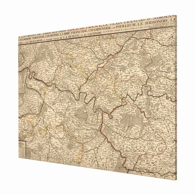 Lavagna magnetica - Cartina vintage della Francia