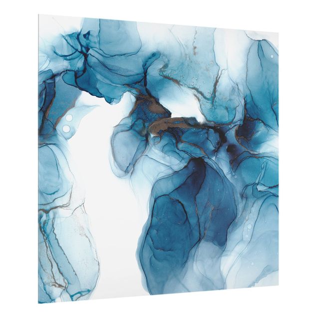 Paraschizzi in vetro - Evoluzione blu e oro - Quadrato 1:1