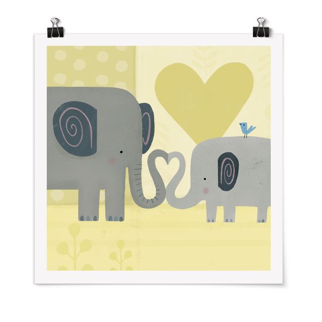 Poster illustrazioni Io e la mamma - Elefanti