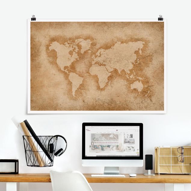 Poster illustrazioni Mappa del mondo antico