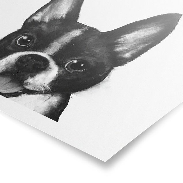 Poster - Illustrazione Dog Boston Monochrome Pittura - Verticale 4:3