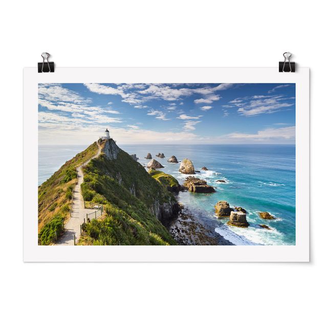 Poster - Nugget Point Lighthouse e Sea Zelanda - Orizzontale 2:3