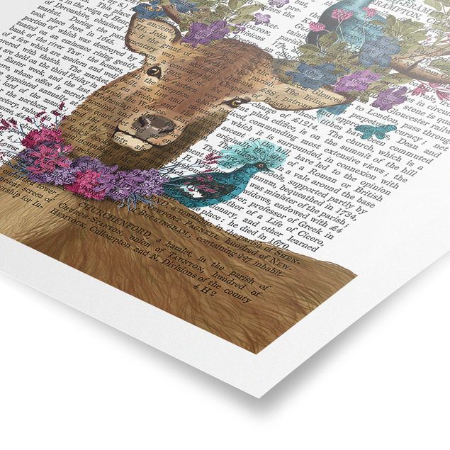 Poster - Fowler - cervo con Piccioni - Verticale 4:3