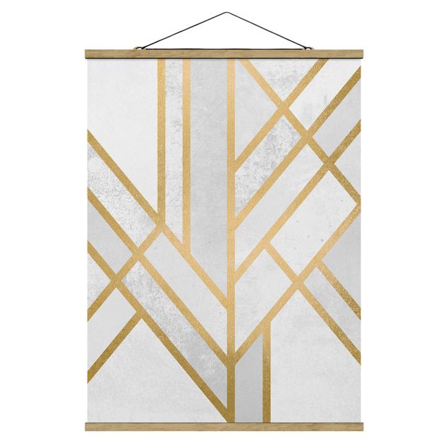 Foto su tessuto da parete con bastone - Elisabeth Fredriksson - Art Deco Geometria oro bianco - Verticale 4:3