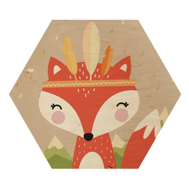 Esagono in legno - indiani Fox