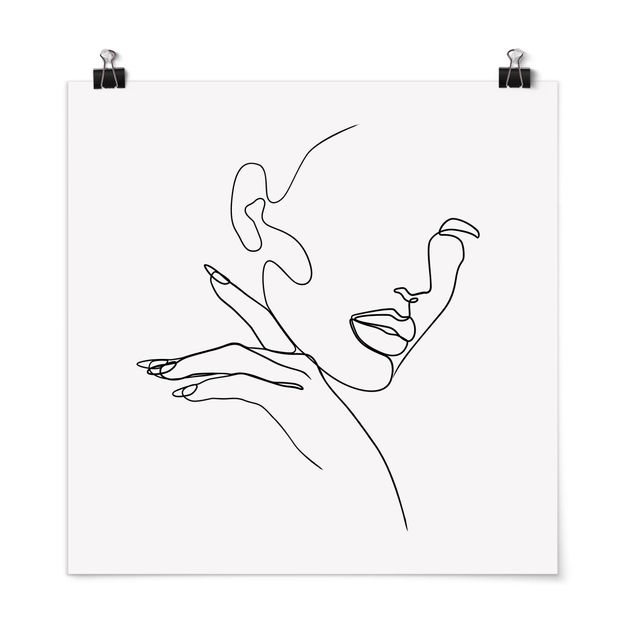 Poster - Line Art Woman Portrait Bianco e nero - Quadrato 1:1