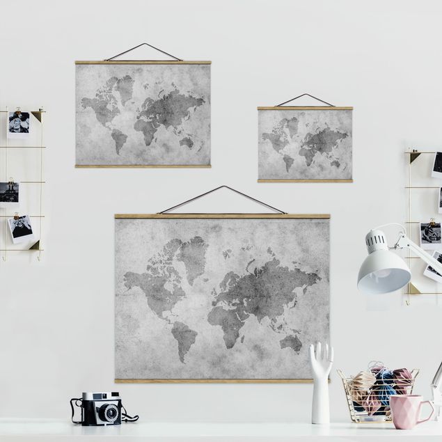Foto su tessuto da parete con bastone - Vintage Mappa del mondo II - Orizzontale 3:4