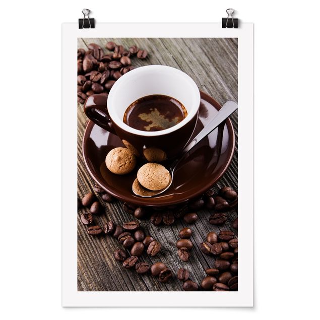 Poster - Fagioli della tazza di caffè con il caffè - Verticale 3:2