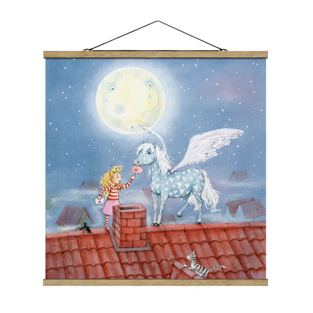 Quadro su tessuto con stecche per poster - Magia Pony di Marie - Quadrato 1:1