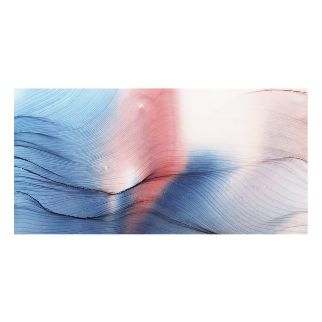 Paraschizzi in vetro - Danza di colori mélange in blu e rosso - Formato orizzontale 2:1