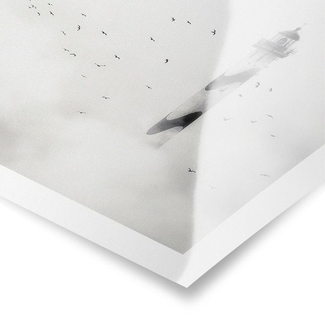 Poster - Faro Nella Nebbia - Quadrato 1:1