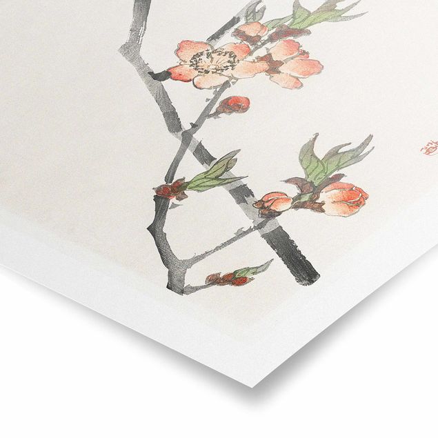Poster - Asian Vintage Disegno Cherry Blossom Branch - Orizzontale 3:4