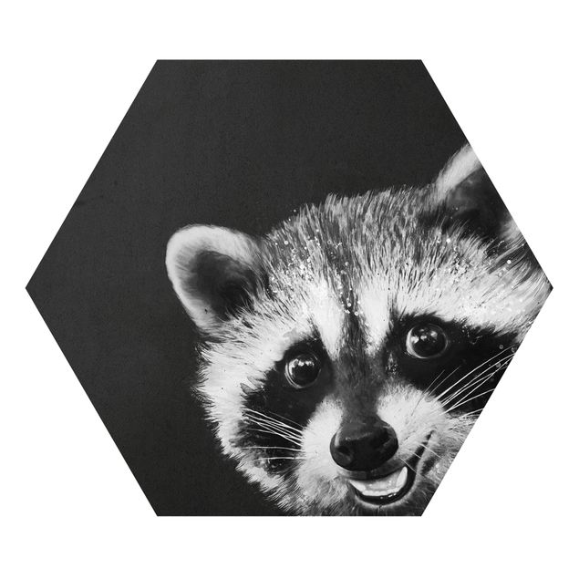 Esagono in forex - Illustrazione Raccoon Monochrome Pittura