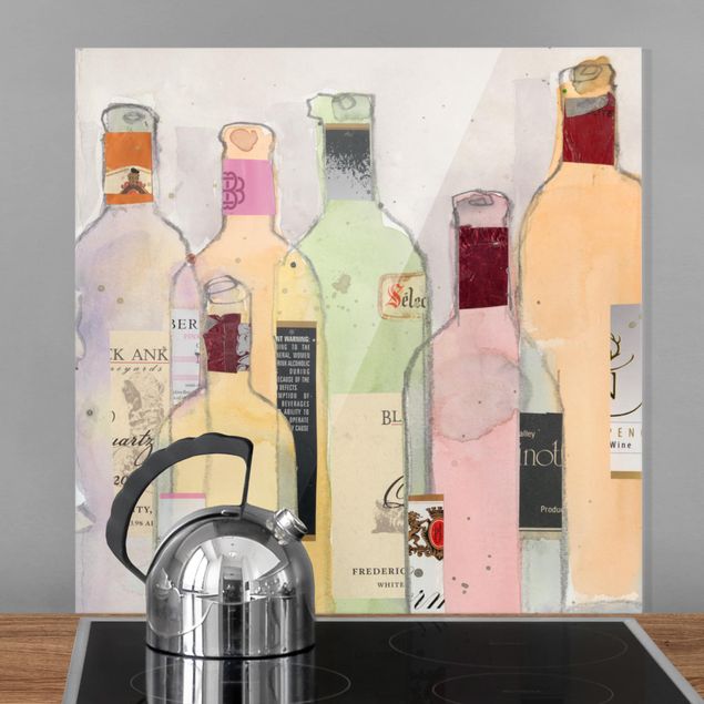 paraschizzi in vetro magnetico Bottiglie di vino in acquerello I